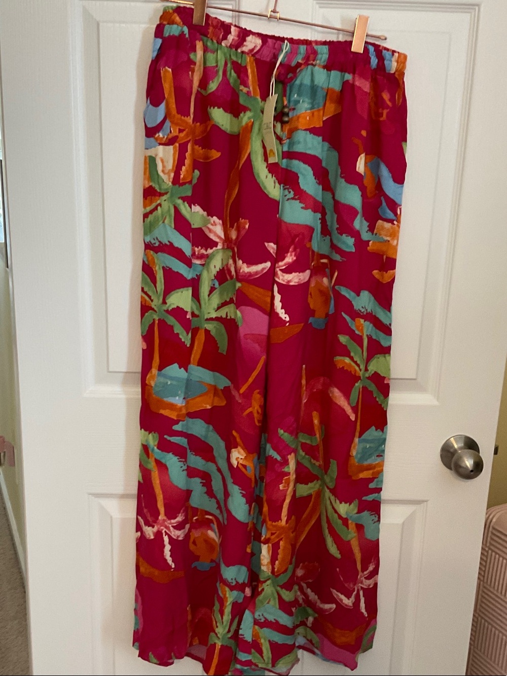 C&C California Vibrant Floral Drawstring Top - Magenta, Teal & Orange
